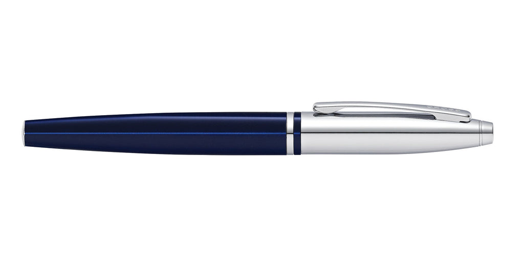 Calais™ Chrome & Blue Lacquer Stainless Steel Medium Nib Fountain Pen