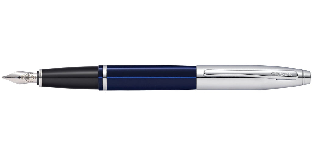 Calais™ Chrome & Blue Lacquer Stainless Steel Medium Nib Fountain Pen