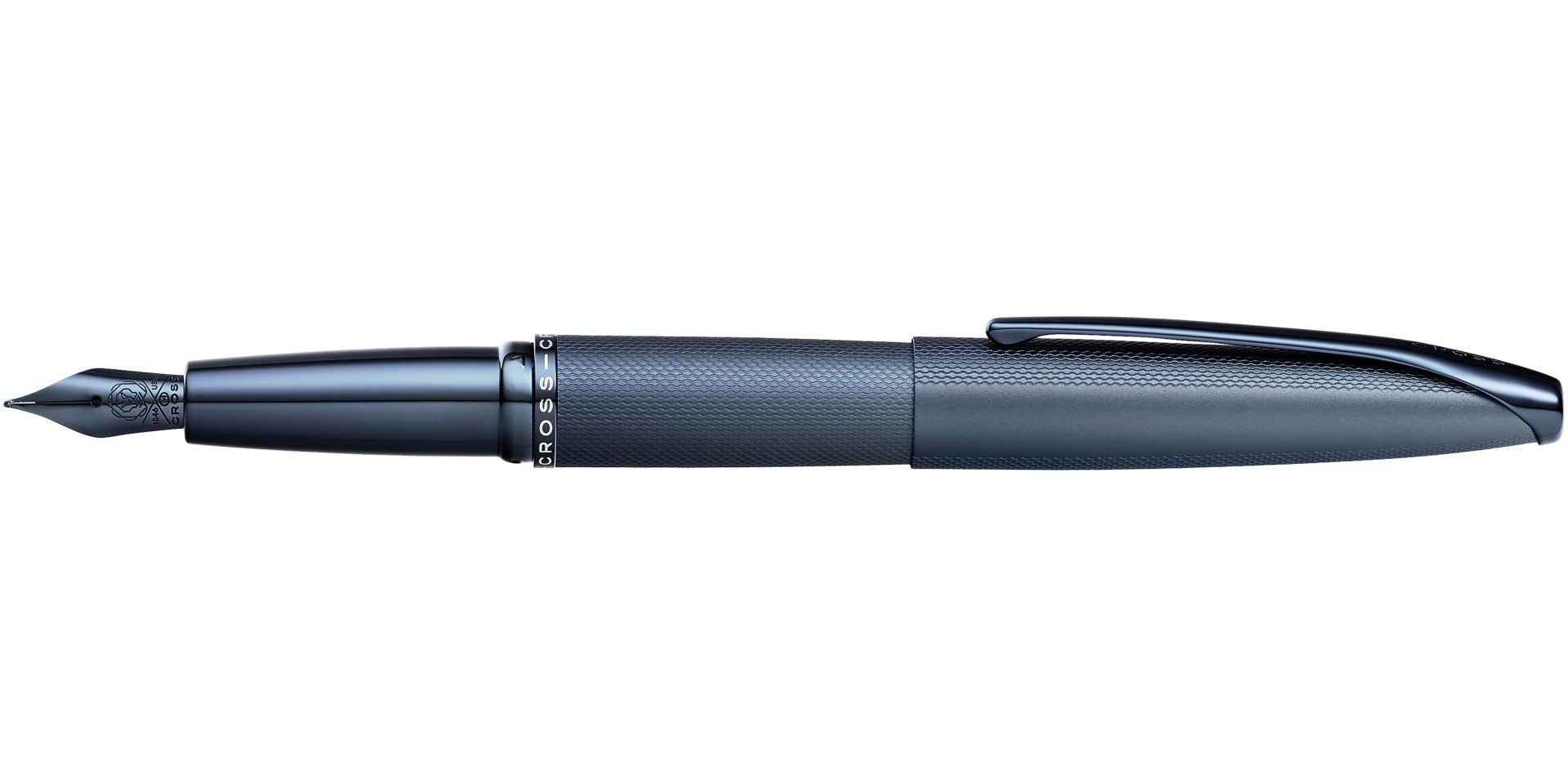 ATX® Sandblasted Dark Blue Stainless Steel Medium Nib Fountain Pen